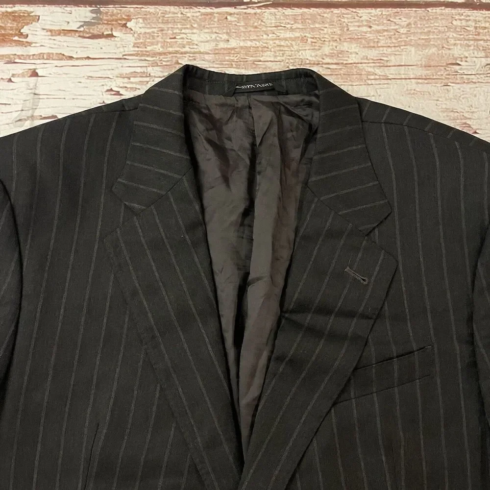 Armani Collezioni Sport Coat 44L Flannel Wool Charcoal‎ Dark Gray 2-Button Italy